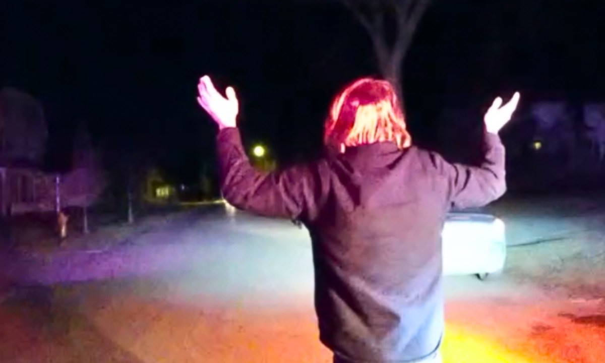 Wisconsin's Superior police department stop a door dash driver for a traffic infraction evening of February 28, 2024. Source: Dash camera footage courtesy of Wisconsin's Superior police department