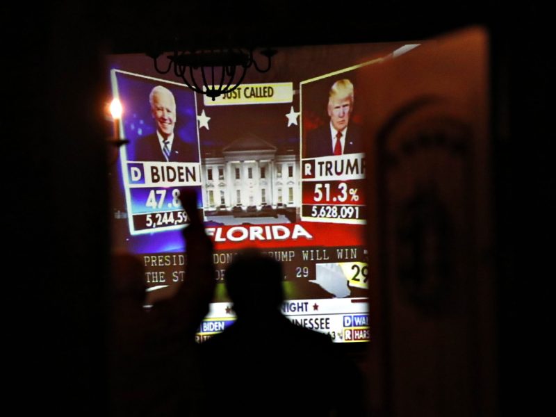 Trump supporters cheer as the President wins Florida during Marin County Republicans watch party at Trek Winery in Novato, Calif., on Tuesday, November 3, 2020. Scott Strazzante/The San Francisco Chronicle via Getty Images