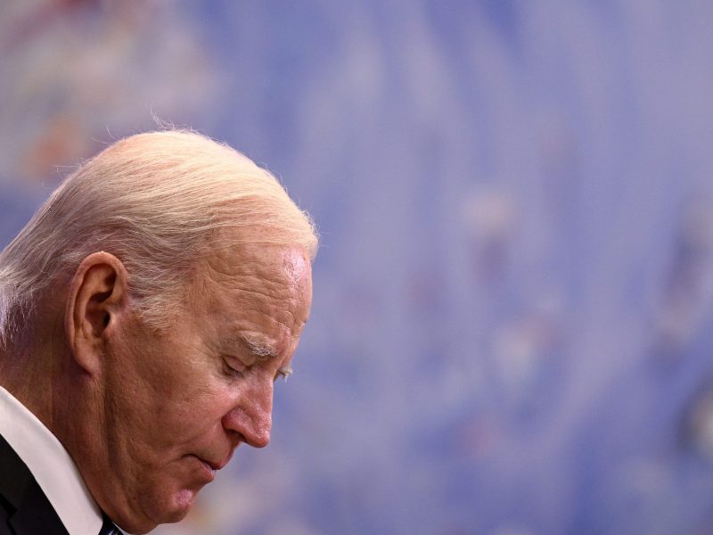 US President Joe Biden holds a press conference during a solidarity visit to Israel, on October 18, 2023, in Tel Aviv, amid the ongoing battles between Israel and the Palestinian group Hamas in the Gaza Strip. Photo by BRENDAN SMIALOWSKI/AFP via Getty Images