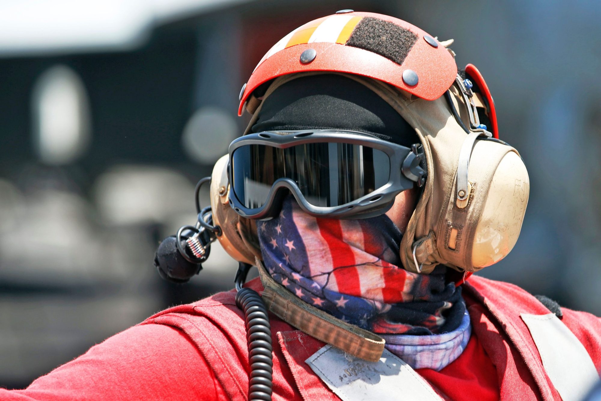 An American soldier is seen during a visit on the US aircraft carrier, USS George H. W. Bush, as it docks at the Haifa port, on July 3, 2017. RONEN ZVULUN/AFP via Getty Images